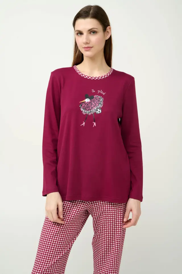 Χειμερινή Βαμβακερή Πυτζάμα Γυναικεία Vamp 23220 RED BEET
