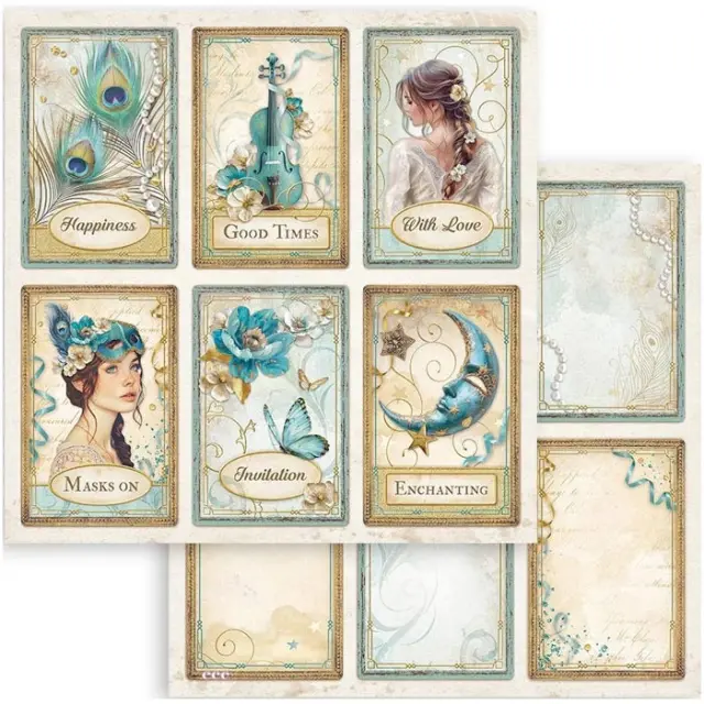 Χαρτί Scrapbooking Stamperia Διπλής Όψης - Masquerade 6 Cards - 31x30cm