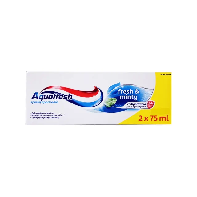 Aquafresh οδοντόκρεμα fresh & minty 2x75ml