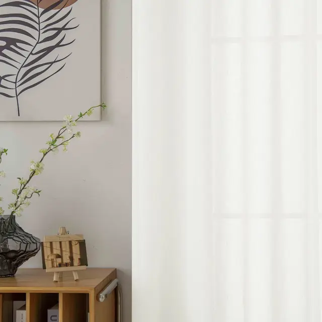 Beauty Home Κουρτίνα γάζα μονόχρωμη με 8 μεταλλικούς κρίκους Fit Art 8447 140x270 Εκρού 3