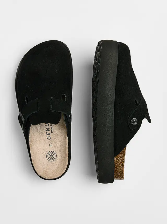 Genuins Σαμπώ Γυναικείο δέρμα Nubuck Μαύρο GEN/RIVA PLATFORM G106553 BLACK 3