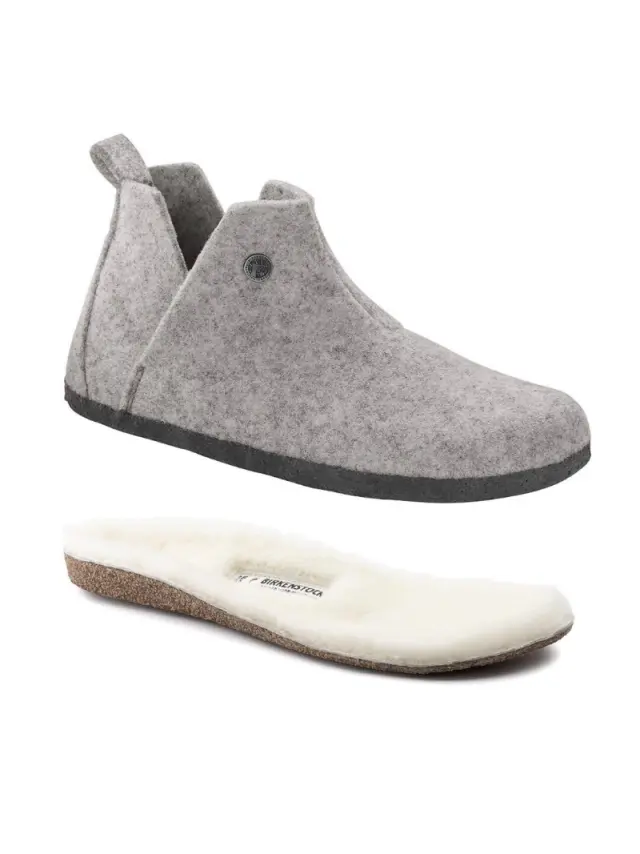 Birkenstock Παντόφλες Unisex τσόχα Γκρί BIR/ANDERMATT SHEARLING 1017888 L/GREY 2