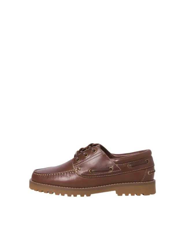 JFWBROOKLYN LEATHER BOAT SHOE LN Cognac