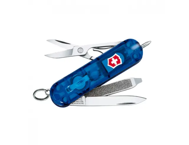 Ελβετικός Σουγιάς Victorinox Signature Lite με 7 λειτουργίες και μήκος 5.8cm - Blue Transparent0.6226.T2