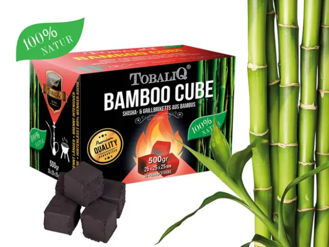 Καρβουνάκια για Ναργιλέ τετράγωνα Tobaliq Bamboo (26mm) - 500gr