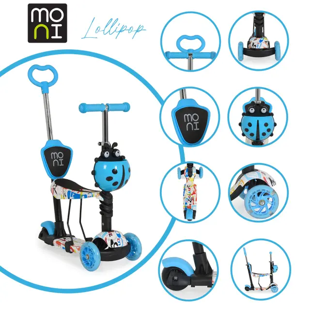 Moni Παιδικό Πατίνι Lollipop Τρίτροχο Μπλε 3800146227920