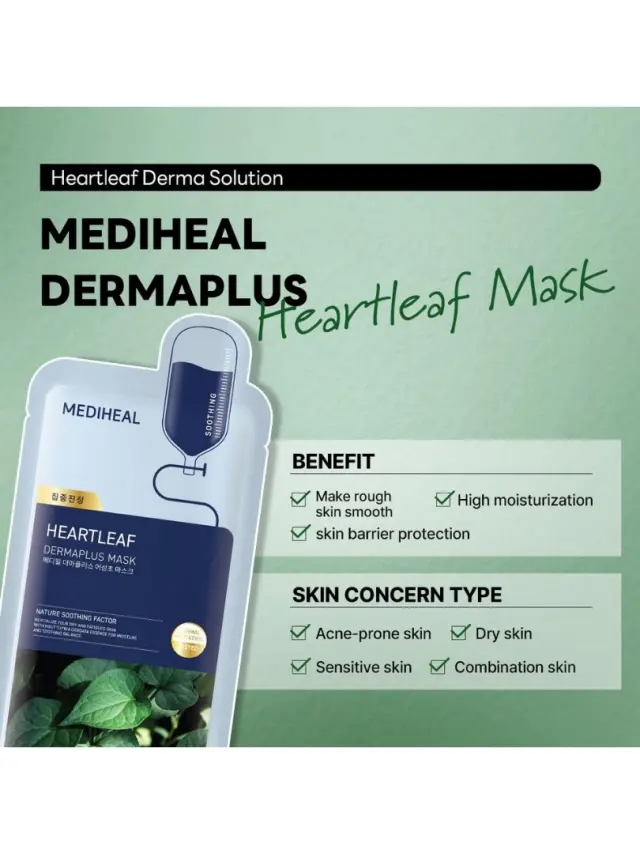 Mediheal Dermaplus Heartleaf Mask - Μάσκα προσώπου με Healtleaf για καταπράυνση και ενυδάτωση 3