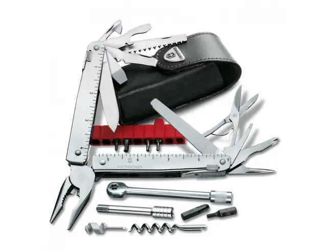 Ελβετικό Πολυεργαλείο Victorinox Swiss Tool X Plus Ratchet με δερμάτινη θήκη, 38 λειτουργίες και μήκος 11.5cm - Silver 3.0339.L 2
