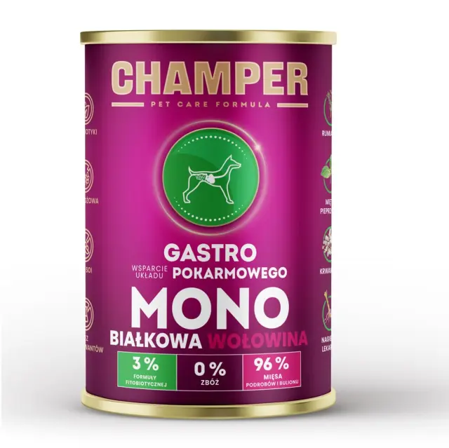 CHAMPER Gastro Monoprotein Beef - wet dog food - 400g