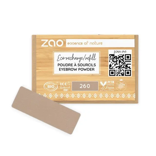 Zao Organic Eyebrow Powder Refill – Βιολογική σκιά φρυδιών (Ανταλλακτικό) - 260 Blond-Eyebrow Powder