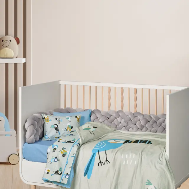Κουβέρτα Κούνιας 110Χ150 300gsm Fun Das Home 4914 Grey-Blue-Mint 100% Πολυέστερ 2