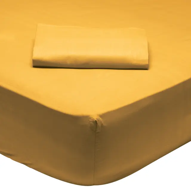 Σεντόνι 180x200+35 King Size Best Line Das Home 100% βαμβακερόΜε Λάστιχο- 1019 Mustard