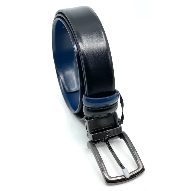 Μαύρη Μπλε Δερμάτινη Ζώνη Διπλής Όψεως - 155 cm 2