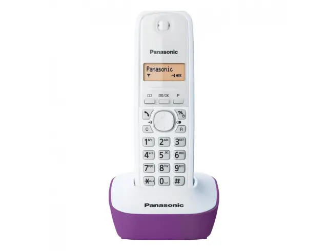 Ασύρματο Ψηφιακό Τηλέφωνο Panasonic KX-TG1611GRF Λευκό-Μώβ με Αναγνώριση Κλήσης, Λειτουργία Αφύπνισης και Φωτιζόμενη Οθόνη