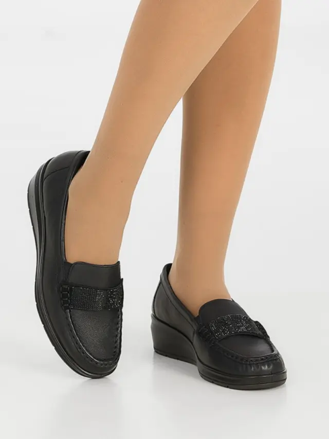 Imac Μοκασίνια-Loafers Γυναικείο δέρμα Μαύρο IMA/855910 NERO 2