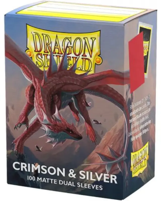 Dragon Shield Sleeves - Standard size - Matte Dual - Crimson & Silver (100 Sleeves)