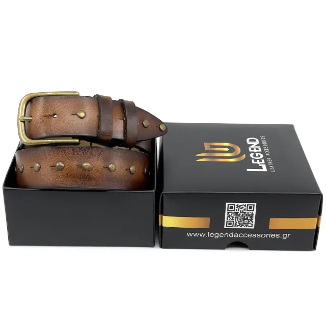 Κονιάκ Δερμάτινη Ζώνη Full Grain 3,5 cm 2