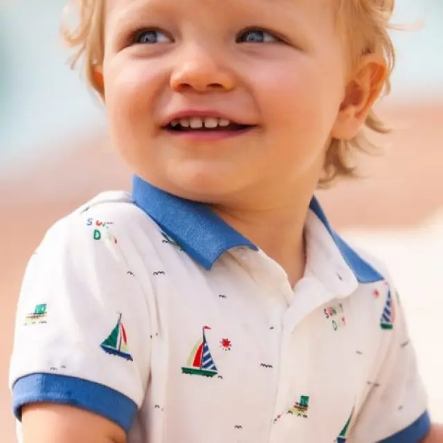 Baby 6 μηνών έως 4 ετών Πόλο κοντομάνικο με σταμπωτό σχέδιο καράβια - 9M 2