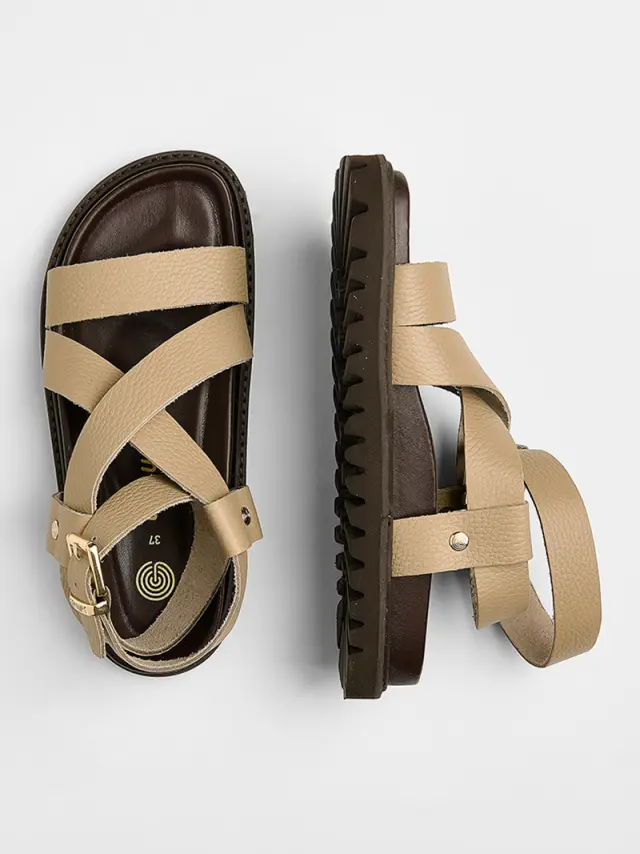 Genuins Πέδιλα Γυναικείο δέρμα Μπεζ GEN/ZAHA G106324 TAUPE 3