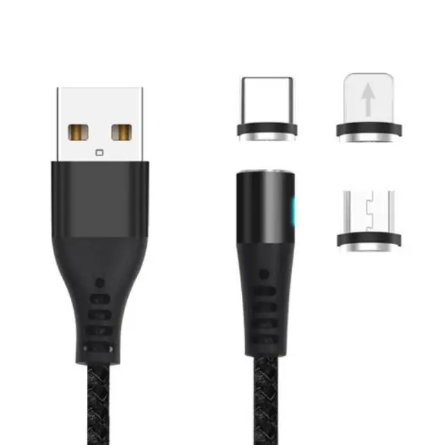Καλώδιο Σύνδεσης USB 2.0 Maxlife MXUC-02 Magnetic Braided USB A σε Lightning & USB C & Micro USB 10W 1m Μαύρο N60616