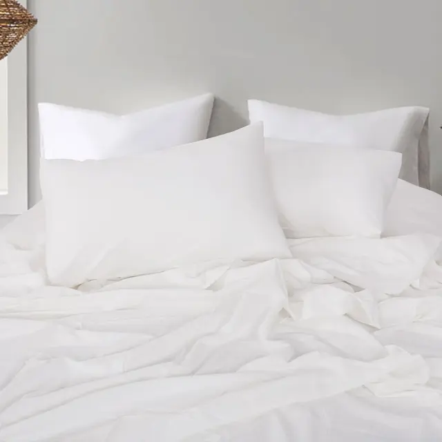 Σετ Σεντόνια 240x280 Υπέρδιπλα Beauty Home Hilton Art 11151 Λευκό Χωρίς Λάστιχο70% Βαμβάκι-30% Λινό 2