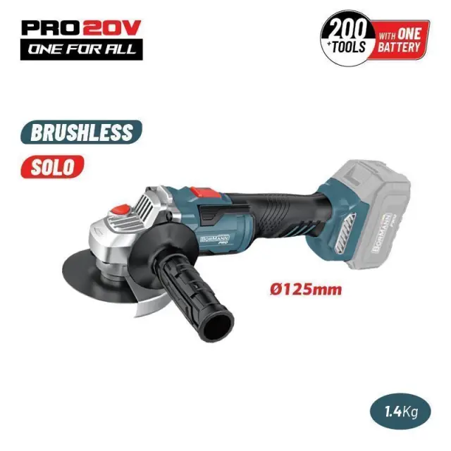 Bormann Pro BBP5305 - Γωνιακός Τροχός Brushless 20V, Li-Ion, 125mm, 10.000rpm, (Χωρίς Μπαταρία + Φορτιστή) (084433)