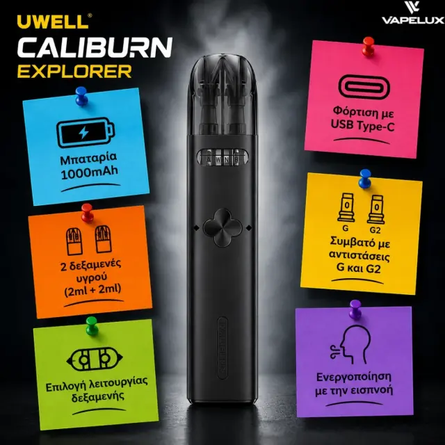 Uwell Caliburn Explorer Pod Kit Silver 3