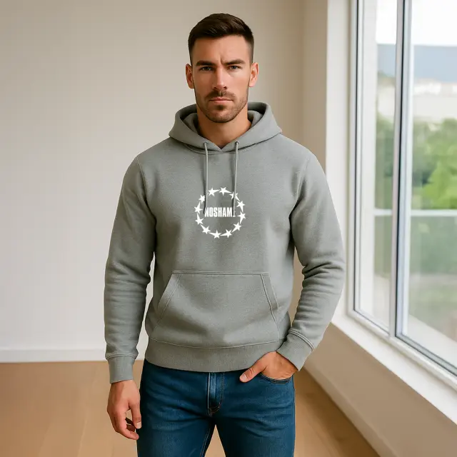 Φούτερ Noshame® Γκρί με κουκούλα και τύπωμα - 522503 - XXL