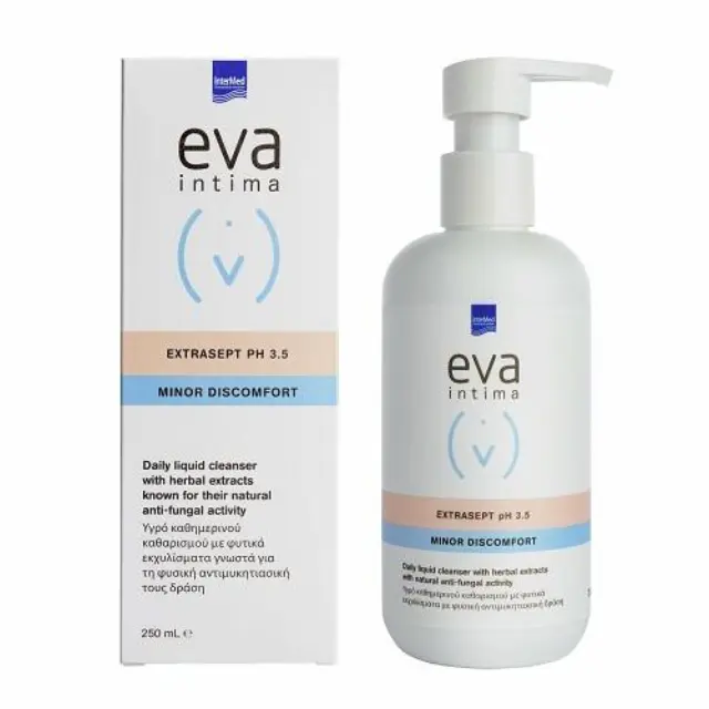 Intermed Eva Intima ExtraSept pH 3.5 Απαλό Υγρό Καθημερινού Καθαρισμού της Ευαίσθητης Περιοχής με Φυσική Αντιμυκητιασική Δράση, 250ml