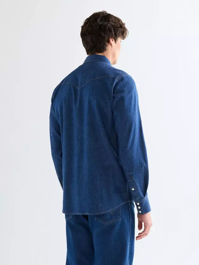 Wrangler Ανδρικό Τζιν Πουκάμισο 112378124 – Dark Blue - 3XL 2