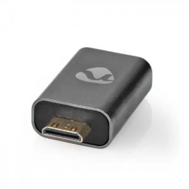Αντάπτορας High Speed HDMI with Ethernet, HDMI mini αρσ. - HDMI θηλ, με επίχρυσες επαφές σε γκρι χρώμα. 2