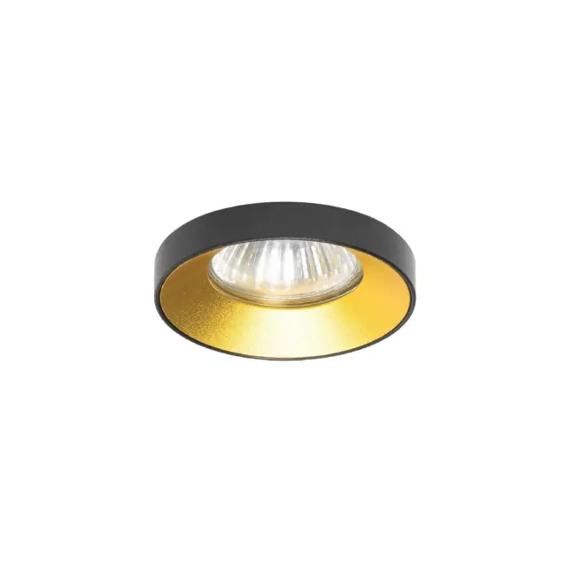 Ikon 03306/BG Χωνευτό σποτ σταθερό GU10/PAR16 ø7.5cm sanded black body+gold reflector Μαύρο/Χρυσό