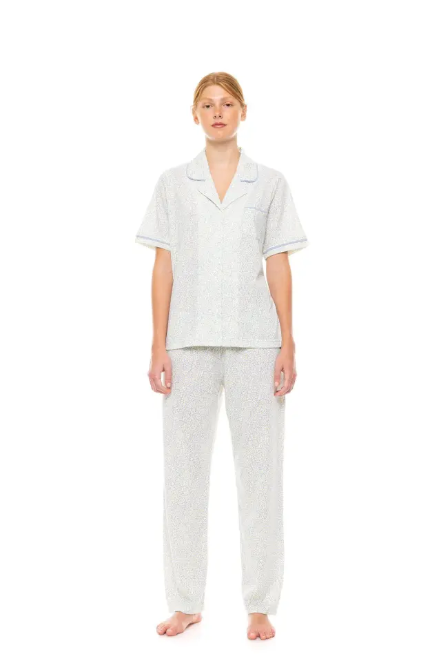 S1502 - Type - PYJAMA BUTTONED LONG PANTS PASTEL LEOPARD - M