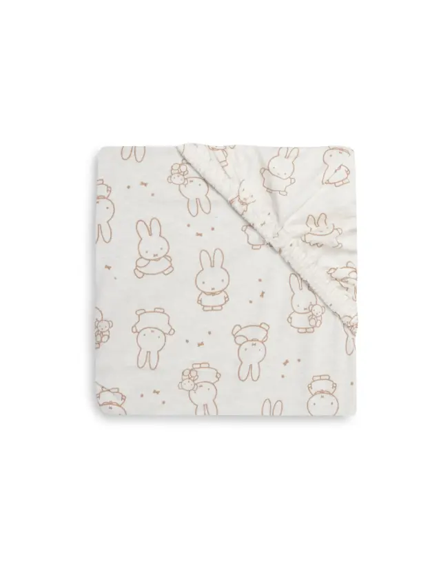 Jollein: Fitted Sheet - Jersey - Miffy Moments Light Terra σεντόνι κούνιας με λάστιχο 70/75x140/150cm 2