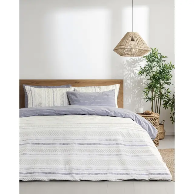Σετ Σεντόνια 240x260 Υπέρδιπλα Nima Soleil Grey-Beige-White 100% βαμβακερόΧωρίς Λάστιχο