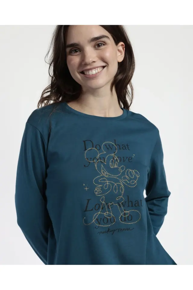 Admas Disney Γυναικεία Πιτζάμα Mickey Mouse Μπλε 2