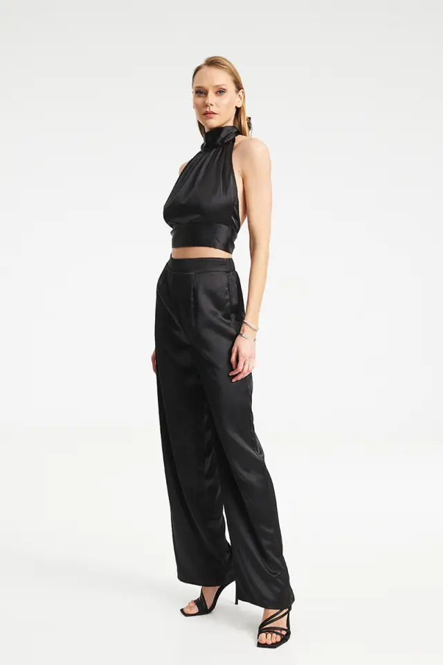 Satin Παντελόνι Ψηλόμεσο με Φαρδιά Γραμμή CORS TROUSERS - XS 3