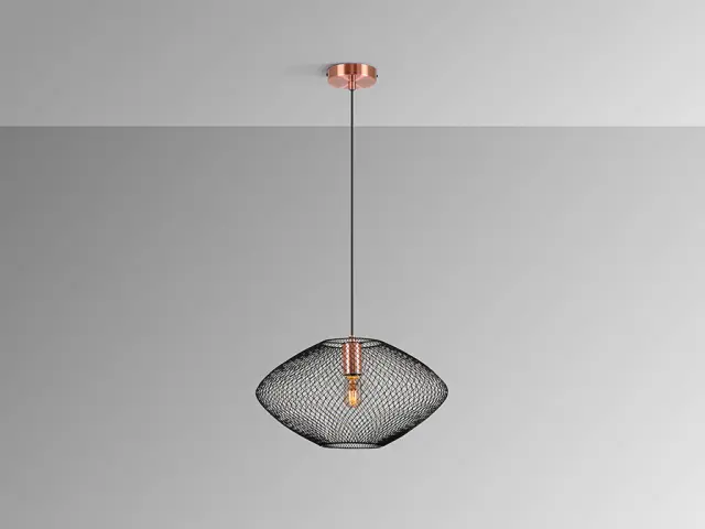 Κρεμαστό φωτιστικό μονόφωτο mesh μαύρο copper industrial E27 Χάλκινο 2