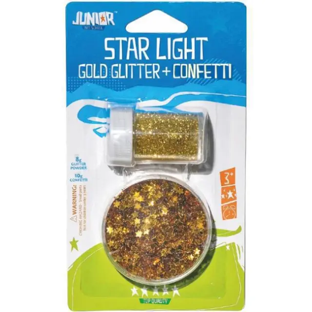 Junior Χρυσόσκονη Glitter 8gr & Αστερόσκονη Stardust 10gr Χρυσό (137890)