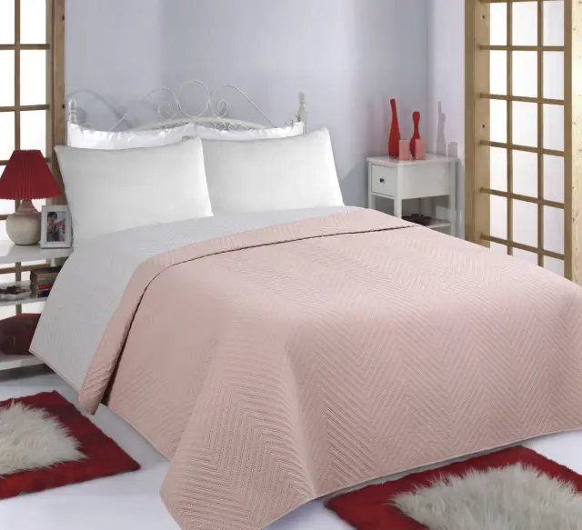 ΚΟΥΒΕΡΛΙ σετ (220cm x 240cm) BONES pink/grey - -