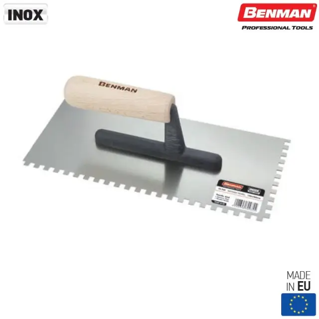 Benman 70935 Σπάτουλα Πλακιδίων Inox 280x130mm με Δόντι 6Χ6mm και Ξύλινη Λαβή