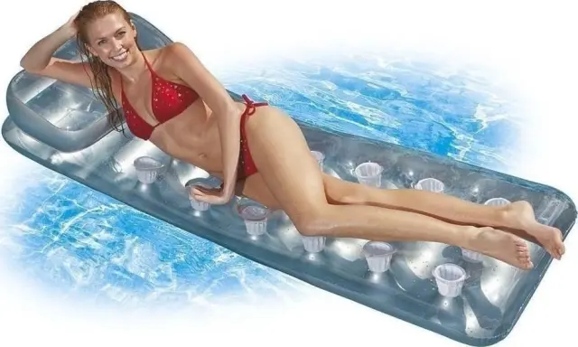 Bestway 18-Pocket Suntanner Φουσκωτό Στρώμα Θαλάσσης σε Γκρι Χρώμα 188cm 2