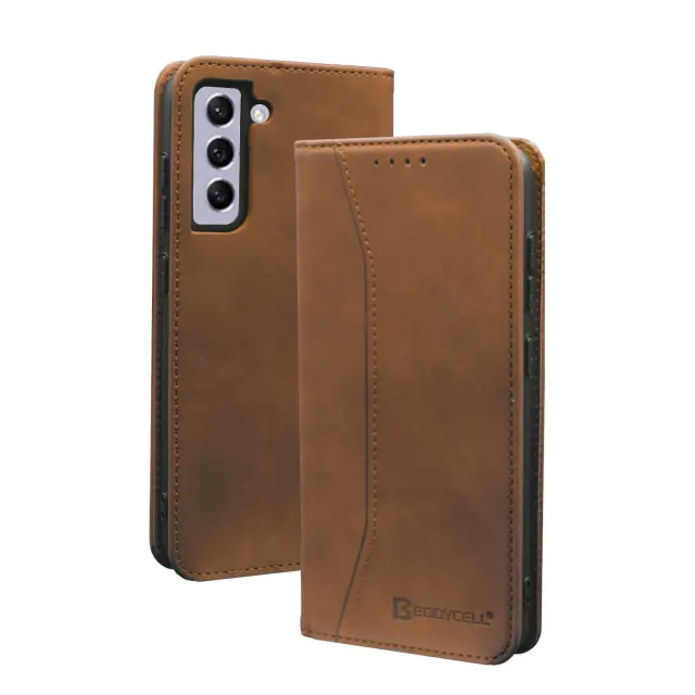 Bodycell Book Case Pu Leather Samsung S21 FE Brown
