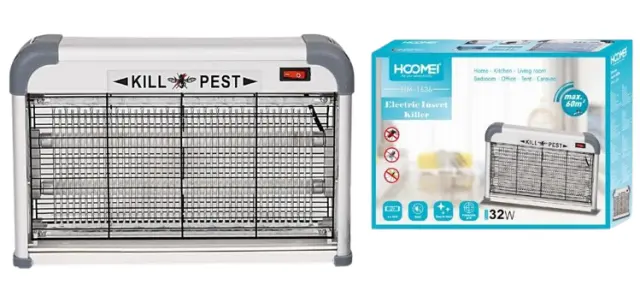 Hoomei Ηλεκτρική Εντομοπαγίδα με 2 Λάμπες UV Άσπρη HM-1636 2