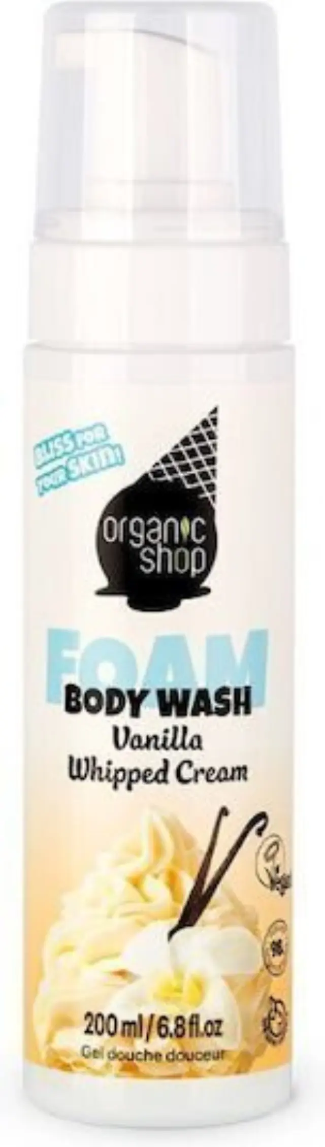 Organic Shop Ice Cream Foam Body Wash Vanilla Whipped Cream Αφρόλουτρο σε Μορφή Αφρού με Αρωμα Βανιλια 200ml
