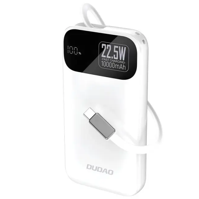 Φορτιστής Ανάγκης Dudao K31 22.5W 10000mAh PD QC με Ενσωματωμένο Retractable Καλώδιο Λευκό N71364