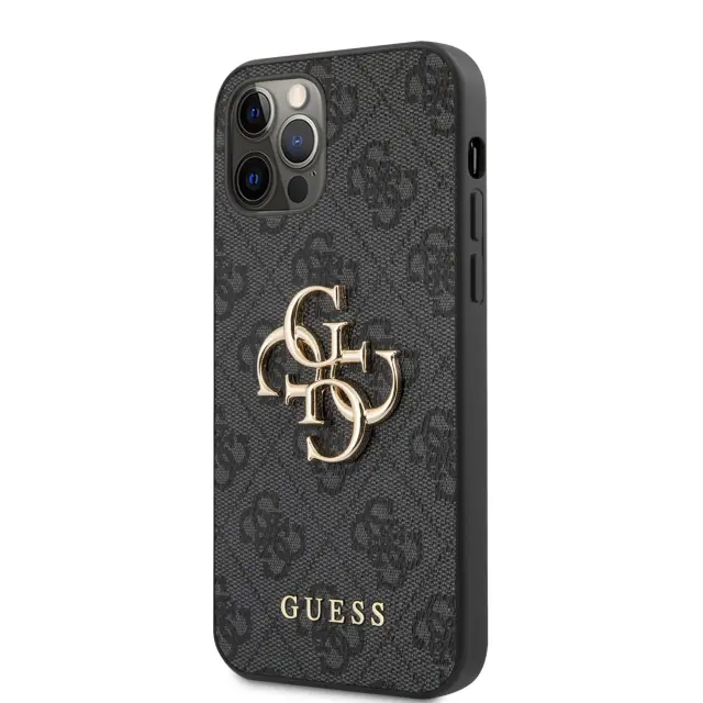 Guess PU 4G Metal Logo Case for iPhone 12/12 Pro Grey 2