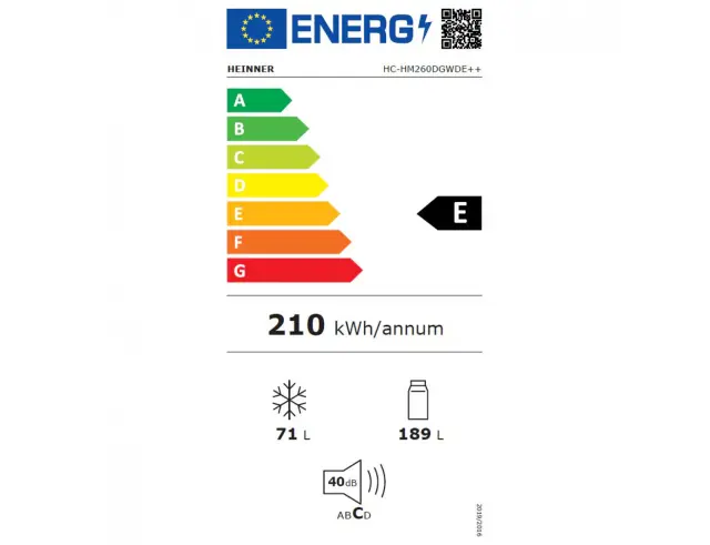 Ψυγειοκαταψύκτης Heinner HC-HM260DGWDE++ με Βρυσάκι Νερού, Συνολική Χωρητικότητα 260L, Ενεργειακή Κλάση E και Ύψος 180cm HC-HM260DGWDE++ 3