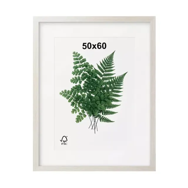 Κορνίζα Τοίχου Λευκή Ξύλινη 50x60cm XXL με Γυαλί