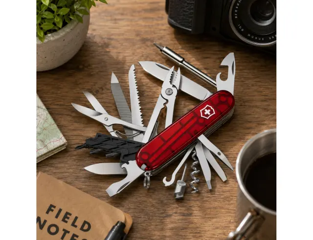 Ελβετικός Σουγιάς Victorinox CyberTool L με 39 λειτουργίες και μήκος 9.1cm - Red Transparent1.7775.T